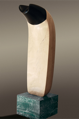 Sculpture 1987,
Trani stone, Belgian black marble, 108 × 34 × 47 cm, 
base, Verde Guatemala marble, 25 × 37 × 37 cm
