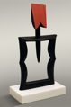 Sculpture 1987,
Belgian black marble, red jasper, 39 × 19 × 9 cm,
base, P white marble, 4 × 23 × 14 cm
