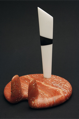 Sculpture 1988,
Persian red travertine, P white marble, Belgian black marble,
17.5 × 14.5 × 14.5 cm
