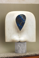 Sculpture 1989,
marble white, lapis lazuli, 38 × 38 × 14 cm, 
base, Bardiglio marble, 13 × 14 cm
